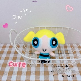 Mặt dây chuyền LYNDON Blossom Buttercup, Đôi mắt to Phim hoạt hình Móc khóa cô gái Powerpuff, Túi treo mặt dây chuyền Nữ cảnh sát nhỏ Bông PP mềm Anime Ngoại vi Vòng chìa khóa hàng ngày