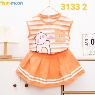Sun&Moon. Sét váy sọc in khủng long Chibi cưng