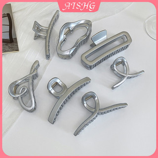 AISHG Bạc Xám Acrylic Tóc Nữ Mờ Trái Tim Loại Cá Mập Kẹp Phụ Kiện Tóc Thời Trang