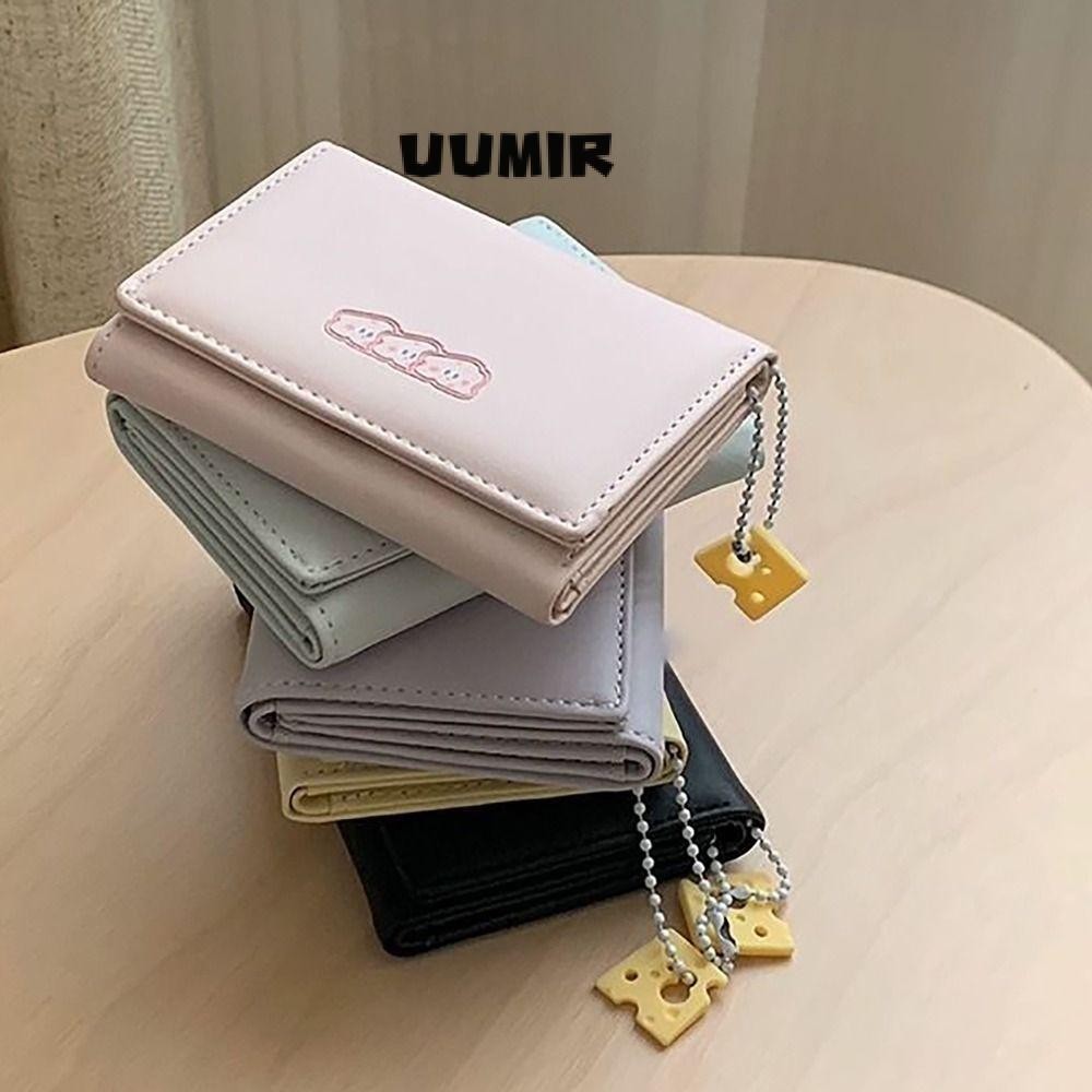 Ví đựng tiền xu, 3 lần Mặt dây chuyền phô mai Thẻ tín dụng Holoder, Da PU cổ điển INS Phong cách Ví đựng tiền cho bé gái Quà tặng học sinh