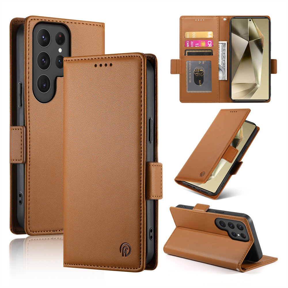 Thẻ Solt Ví Lật Ốp Lưng Điện Thoại Samsung Galaxy S24 Ultra S23 S21 S20 FE S22 S10 S9 S8 Plus S10E KickStand Da PU