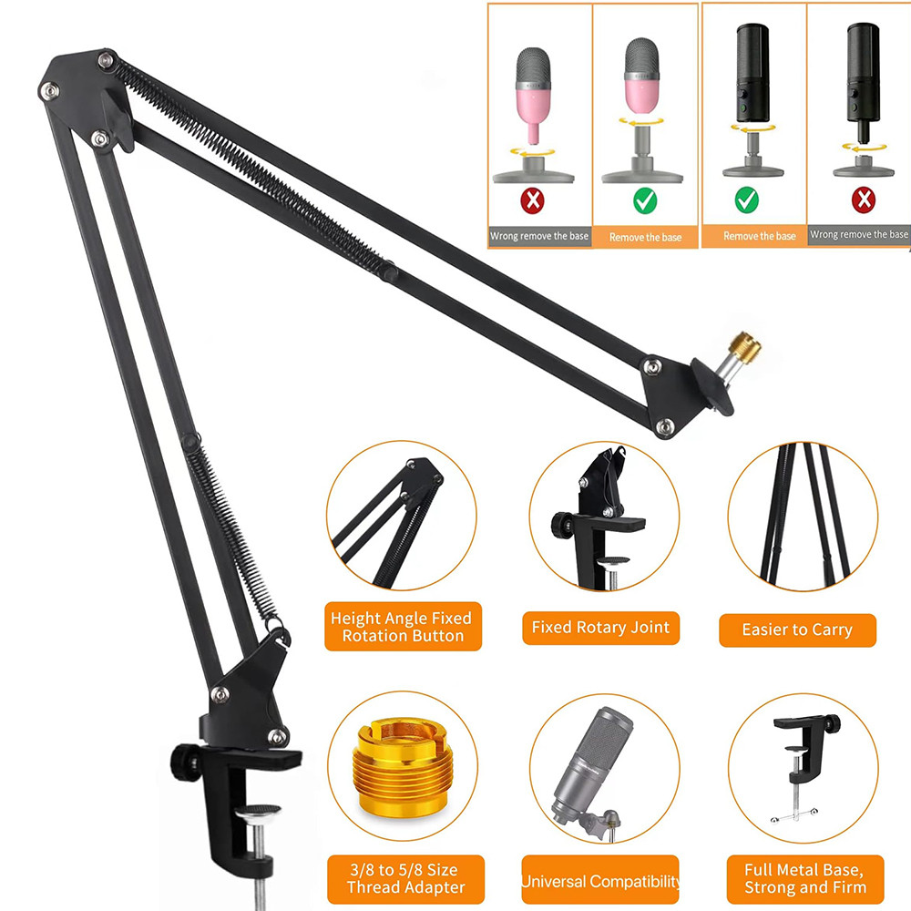Giá đỡ micro treo điều chỉnh, tương thích Blue Yeti, Razer, FIFINE, cho phạm vi rộng