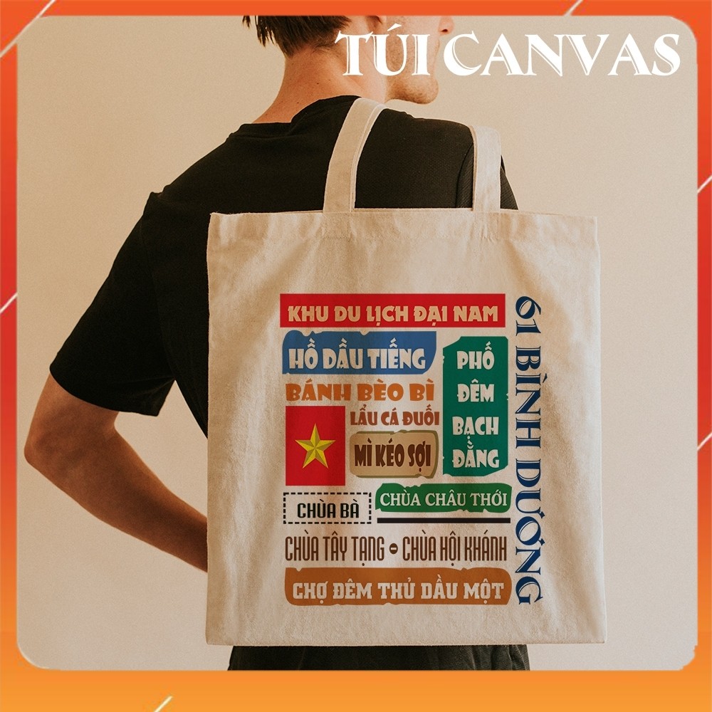 Túi Xách Canvas Sức Chứa Lớn - IN HÌNH 61 BÌNH DƯƠNG - Thời Trang Tổi Giản Trong Bộ Sưu Tập Các Tỉnh