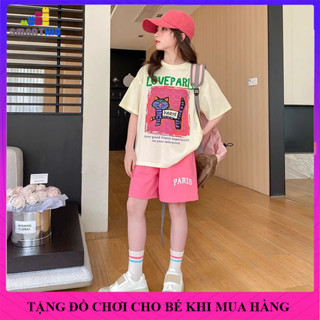 Quần áo mùa hè cho bé gái mẫu Paris size 18-50kg chất liệu cotton thoáng mát. Đồ bộ cho bé gái mùa hè, bộ cộc tay bé gái