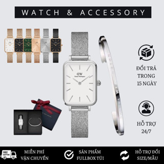 [Tặng Kèm Hộp Nơ] Đồng Hồ Nữ  Quadro Pressed Sterling & Vòng Tay Classic Cuff V1 D_W Chính Hãng