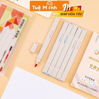  Set 6 bút highlight tông màu pastel đầu dạ quang ,bút đánh dấu Light Color thân vuông 