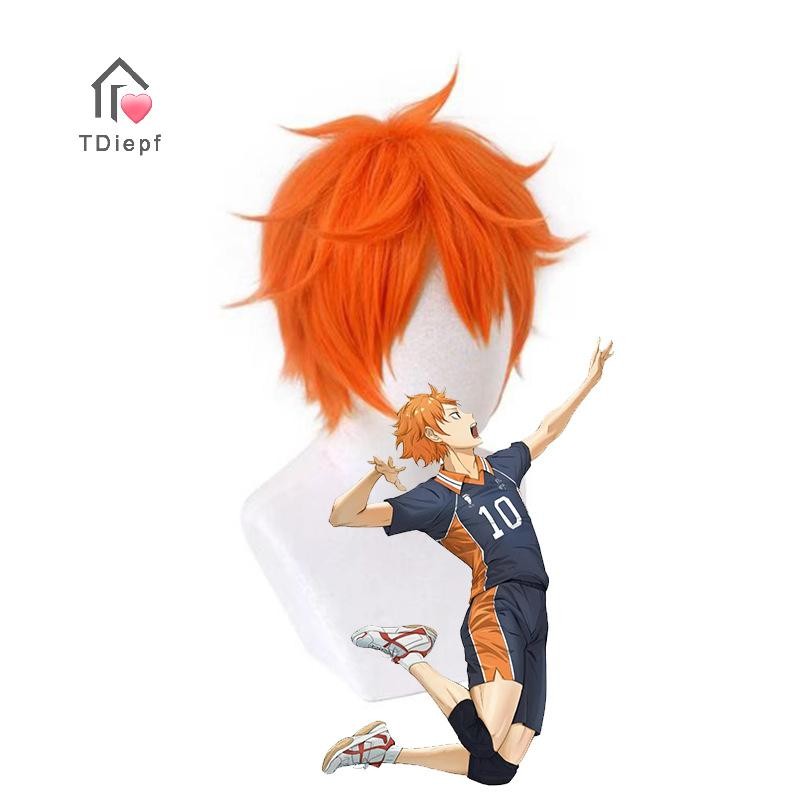 [Tdiepf] Hinata Shoyo Cosplay Tóc Giả 25cm Ngắn Cam Tóc Anime Shoyo Hinata Tóc Giả Chịu Nhiệt Tổng H
