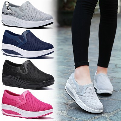 Giày nữ sẵn có stockxiaoyulu 4 màu giày nữ casual cắt xẻ giày wedge giày sneaker gót giày thể thao00