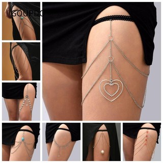 GOUPDO Nhiều Lớp Chân Cơ Thể Dây Xích Co Giãn Cho Nữ Phụ Kiện Gợi Cảm Quà Tặng Ngày Lễ Tình Nhân Bikini Phụ Kiện Cơ Thể