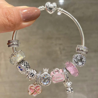 Chất Lượng Cao Pha Lê Quyến Rũ Vòng Tay Nữ DIY Vương Miện Hình Trái Tim Mặt Dây Chuyền Hạt Cặp Đôi Vòng Tay Trang Sức Hàng Có Sẵn