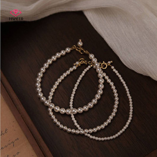 Hwetr Retro Đơn Giản Nhân Tạo Vòng Tay Ngọc Trai Cho Nữ Thời Trang Đa Năng Tính Khí Vòng Tay Quà Tặng Sinh Nhật Mới