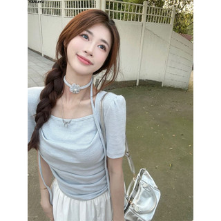 TIANLEYU áo phông áo thun nữ croptop baby tee Thời trang Minimalist Casual Vintage WTX2440SX4 16Z240418