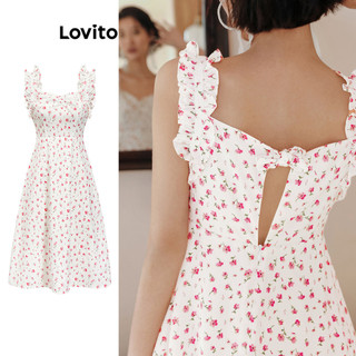 Lovito Đầm họa tiết nơ lưng hoa phong cách Boho Ditsy cho Nữ L83EN078