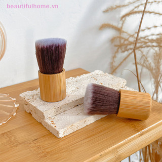[Beautifulhome] Bàn chải làm sạch móng tay có tay cầm ngắn Nail Art Dust Remover Tay cầm tre Tông đơ làm sạch cọ trang điểm [làm đẹp]