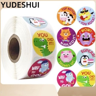YUDESHUI dán nhãn YudhUI, Cuộn nhãn dán động vật dễ thương, Trang trí tiệc Vòng động lực 1 Inch Nhãn dán phần thưởng giáo viên tại nhà