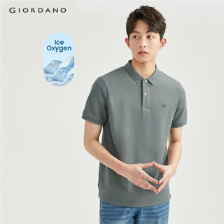 GIORDANO Nam Áo Sơ Mi Polo Làm Mát Đá Thêu Áo Sơ Mi Polo Tay Ngắn Đơn Giản Mùa Hè Thời Trang Áo Sơ Mi Polo 01014392