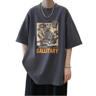 M-5xl Áo Thun Nam Tay Ngắn Mùa Hè Nửa Tay Nam Phong Cách Mới Nặng Cotton Nguyên Chất Dạo Phố ins Lo