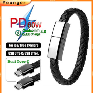 Dual loại c dây đeo tay vòng tay cáp dữ liệu da di động dây sạc nhanh micro usb cáp sạc cho ios15 loại c micro