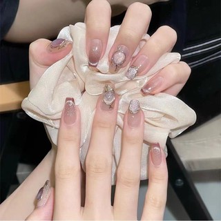 Seattle Barlow Girl Wear Nail Nail Beauty Nail Patch Cat Eye Gentle Magic Mirror Effect Powder Ice Transparent Handmade Nail Tip