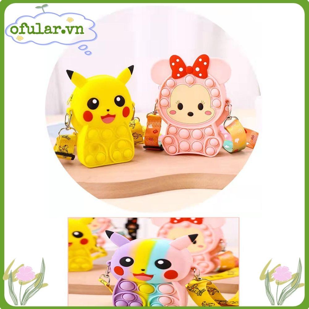 Ofular Túi tiên phong gặm nhấm Pikachu Lady Túi silicon Túi chéo Túi chống căng thẳng Bong bóng tiền xu Ví điều khiển loài gặm nhấm Pioneer