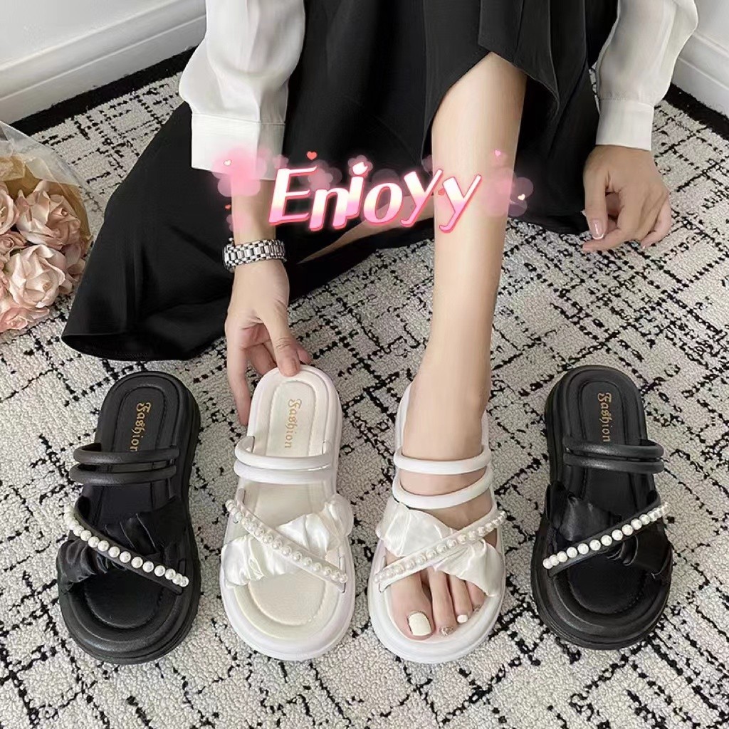 EnJoy (LT-2888) Dép Slip-On Cross Strap Sweet Girl Style Pearl Chi tiết