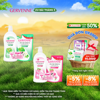 Sữa tắm trắng da hương nước hoa Gervenne 900G + Túi sữa tắm 450G (mùi ngẫu nhiên)