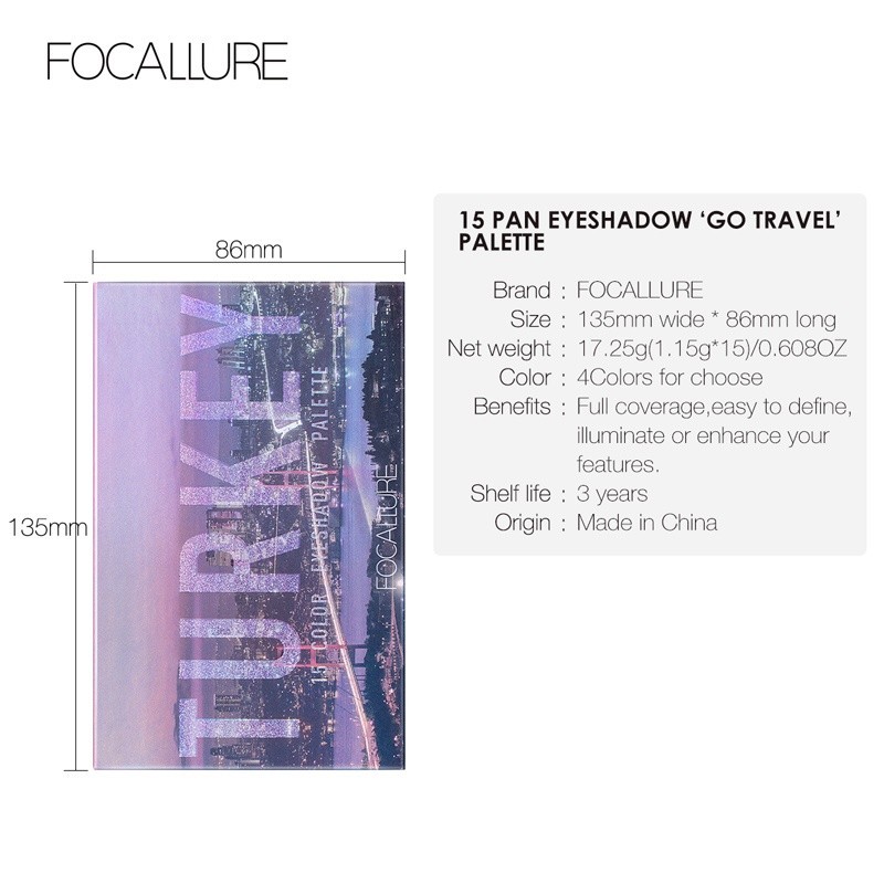 Ảnh 9 của Bảng phấn mắt FOCALLURE 15 màu tông da trang điểm màu tự nhiên cho mắt lâu trôi 17.25g FA-100