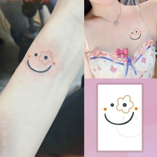 Mặt cười hoa họa tiết hình xăm cô gái dễ thương cổ tay hình xăm chống thấm nước nhãn dán hình xăm kéo dài trong 7 ngày hình xăm giả tạm thời