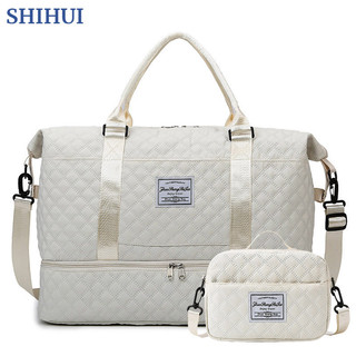 Shihui Túi xách thời trang du lịch hình thoi ướt và khô tách thể thao thể thao sức chứa lớn ngăn giày túi du lịch