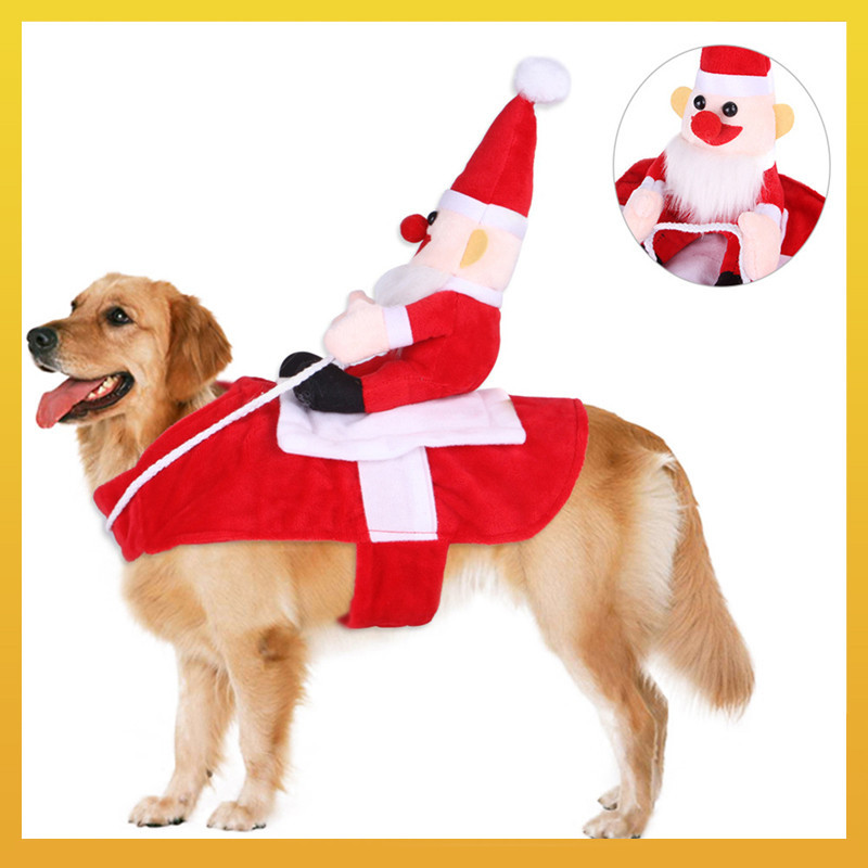 [Daliya] Quần áo cho chó cưng Giáng sinh mùa đông Ông già Noel cưỡi ngựa Trang phục hóa trang tiệc Giáng sinh