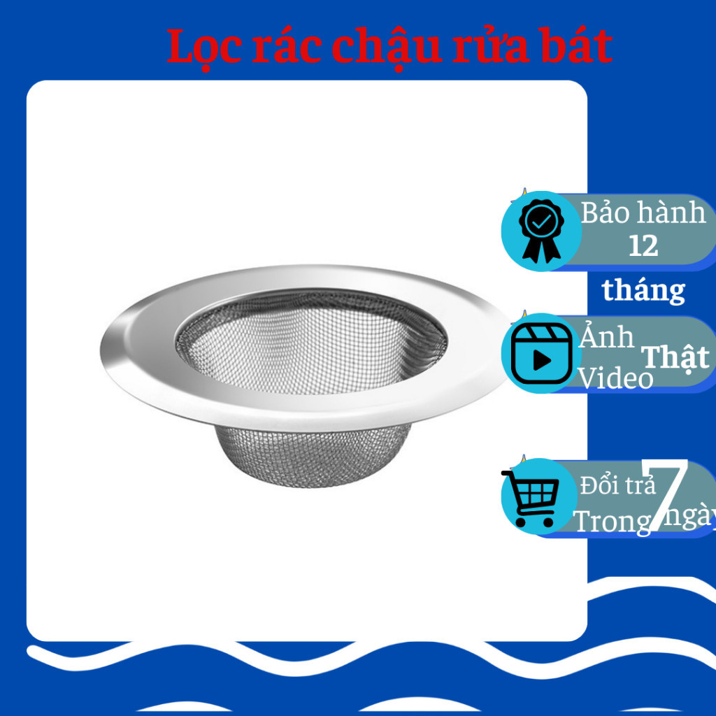 Bộ lọc rác bồn rửa chén bát, lưới lọc rác bồn rửa chén inox, nắp lọc rác bồn rửa chén bằng thép khôn