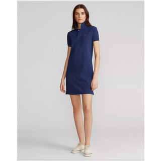 Rl Nữ Ngựa Nhỏ Cotton Thêu Đầm Cổ Áo Nữ Tay Ngắn