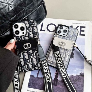 Ốp lưng đeo chéo sang trọng Dây buộc khe cắm thẻ cho iPhone 15 Pro Max 11 12 13 14 Pro Max 15 Plus