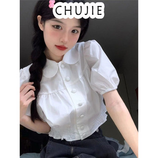 CHUJIE áo sơ mi nữ áo kiểu hàn quốc trendy Tối giản Phong cách độc đáo WCS2430BC2 22Z240526