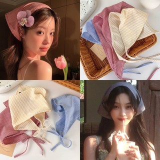 Ins Nhiều Màu Sắc Kẻ Sọc Khăn Trùm Đầu Ngọt Ngào Mùa Hè Tam Giác Khăn Trùm Đầu Cô Gái Ngoài Trời Ảnh Chống Đỡ
