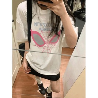 Áo Thun Ngắn Tay Unisex Cotton Nguyên Chất Độc Đáo Street Spider In Dáng Rộng Nửa Tay Áo