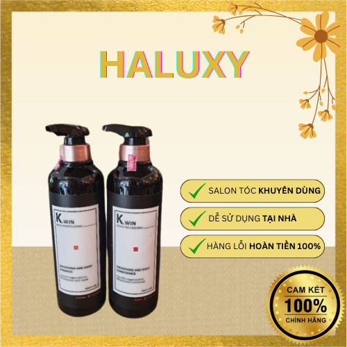 Cặp Dầu Gội Dầu Xả Phục Hồi Tóc Hư Tổn Chuyên Sâu K.win Smoothing and Shiny 650ml