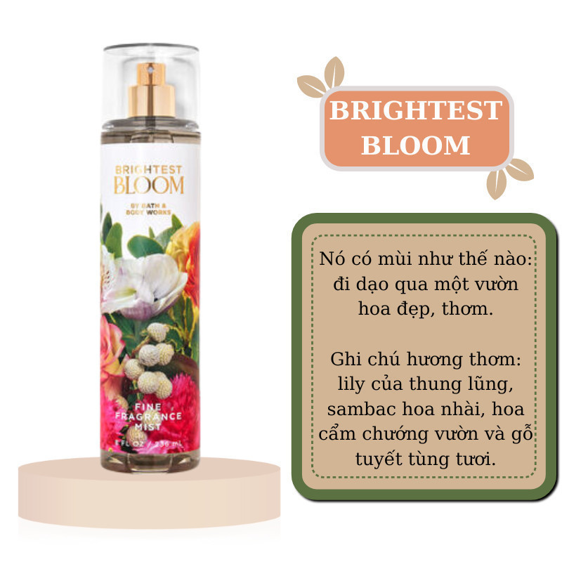 FULL SIZE BRIGHTEST BLOOM XỊT THƠM BODY MIST USA