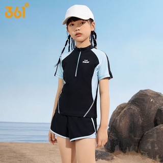 [Chính hãng] [Có sẵn] Bộ bơi bé gái cộc tay, màu đen, vải chống nắng, quần 2 lớp, Keep, 361