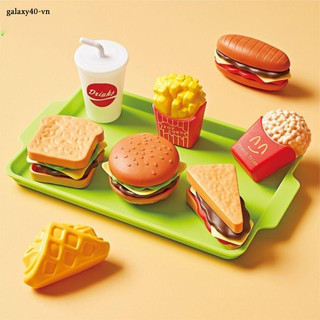 Huiji Poou Con Rối Chơi Mini-Play Montessori Giáo Dục Sớm Mô Phỏng Thực Phẩm Burger Mô Phỏng Khoai Tây Chip Play-Doh Nhà Bếp Tương Tác Play-Doh
