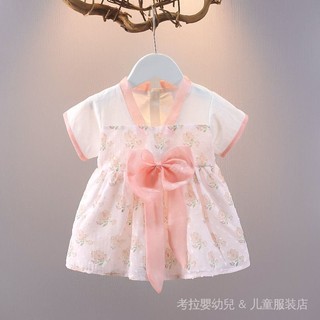 Phong cách mới bé gái mùa hè hanfu đầm hoa bé gái đầm mùa hè bé gái trẻ em đầm công chúa 1 tuổi 2 tuổi