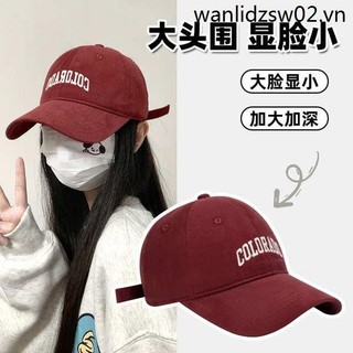 Rượu Vang Đỏ Mũ Bóng Chày Nữ 2024 Phong Cách Mới Xuân Hè Chu Vi Đầu Lớn Thích Hợp Cho Mặt Tròn Thể Hiện Mặt Nhỏ Rộng Vành Mũ Nam