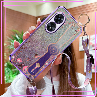 Ốp Điện Thoại Cho OPPO A97 A96 A95 A94 A93 A91 A83 A72 A54 A52 A92 A57 A8 A31 A1 / A2 Pro 3D Hoa Mạ Điện Vòng Tay Mềm Chống Sốc Ốp Lưng Có Dây Buộc