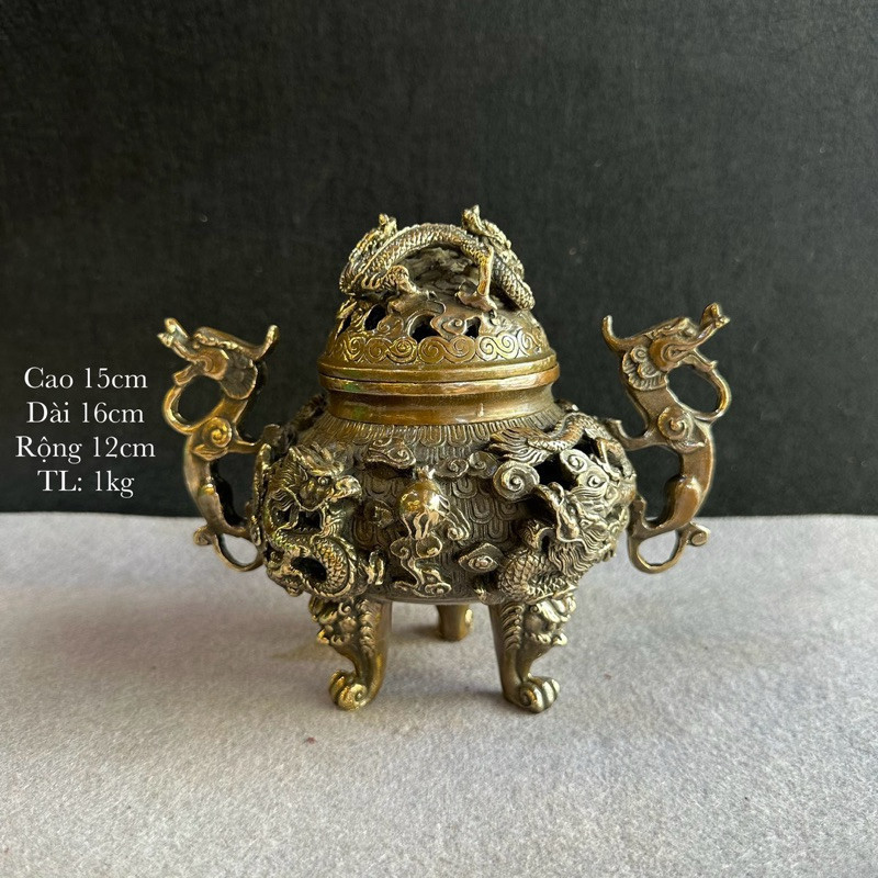 Lư  cửu long - cửu long kim đỉnh- dụng cụ đốt trầm- xông trầm