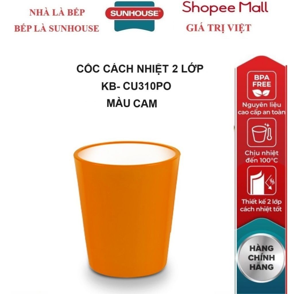Cốc cách nhiệt 2 lớp BioZone KB-CU310PO màu cam