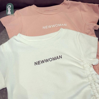 Áo thun ngắn tay Gmarty Girls Mùa hè mới Phong cách Hàn Quốc Bé gái Dây rút Chữ cái đa năng Phong cách trẻ em Áo KL