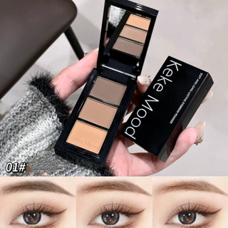  Keke Mood Bột lông mày ba màu Bút chì lông mày Phấn mắt Ba trong một Chống thấm nước Chống mồ hôi Nổi bật Làm sáng đường viền 