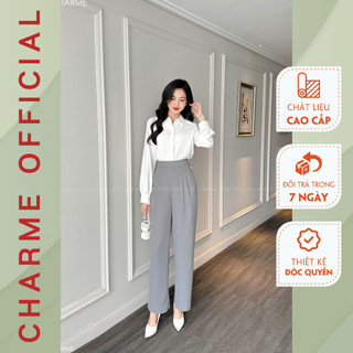 Quần ống rộng dáng suông 4 ly nhẹ mát Charme 308051 tôn dáng chất liệu Chéo Ruby cao cấp