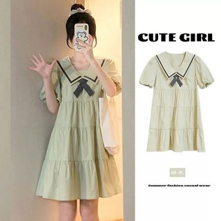 Mùa Hè Phong Cách Mới Preppy Phong Cách Giảm Tuổi Váy Ngắn Tay Nữ Sinh Viên Phiên Bản Hàn Quốc Rời Ôm Hơn Nhìn Phù Hợp Với Váy Bánh Chữ a