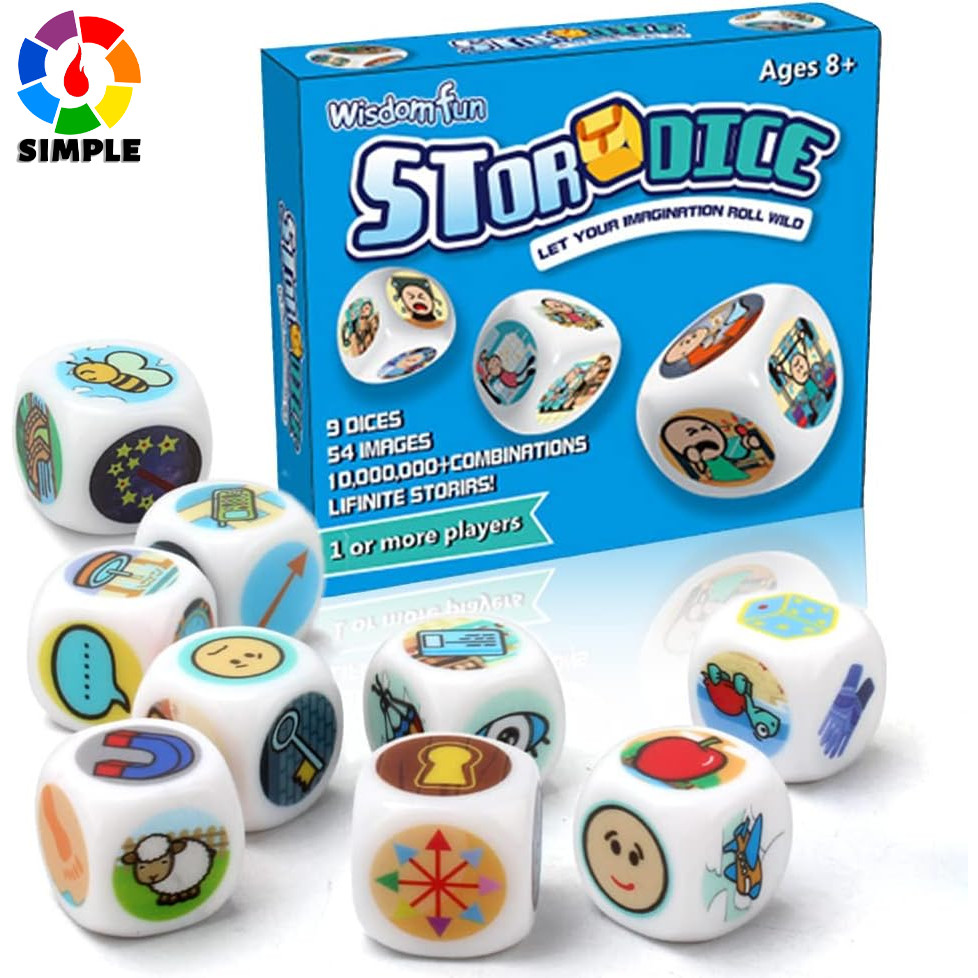 Story Dice Set, 9 Colorful Storytelling Cubes for Early Education, 54 Images Iconic Storytelling Gam